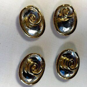 Vintage Lot of Clear Stone Gold Toned Button Covers